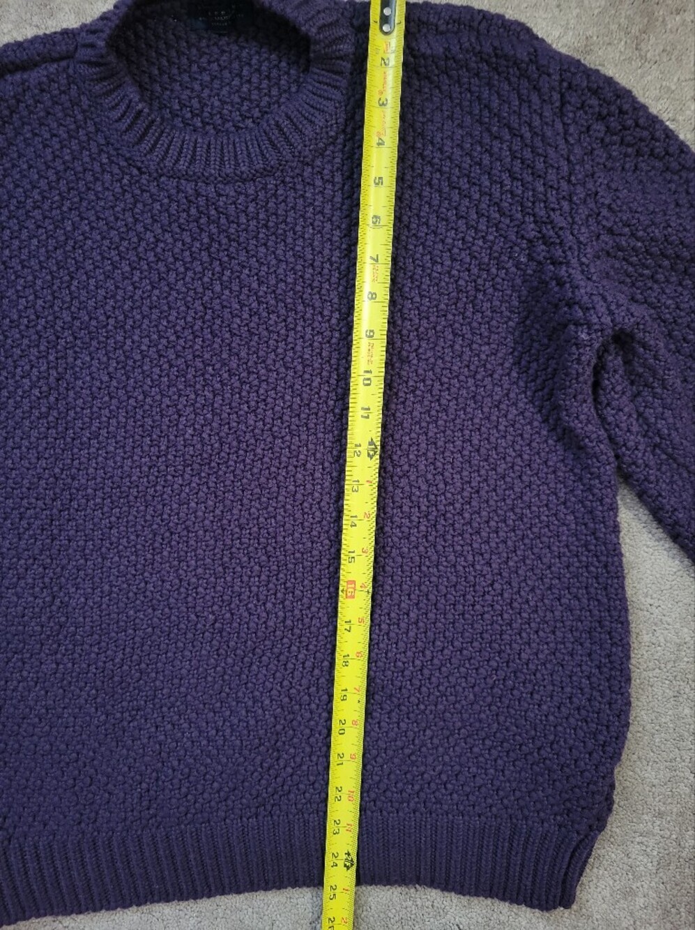 Scappino Marine Purple Merino Wool Blend Heavyweight Knit Crewneck Sweater Italy - Picture 4 of 8